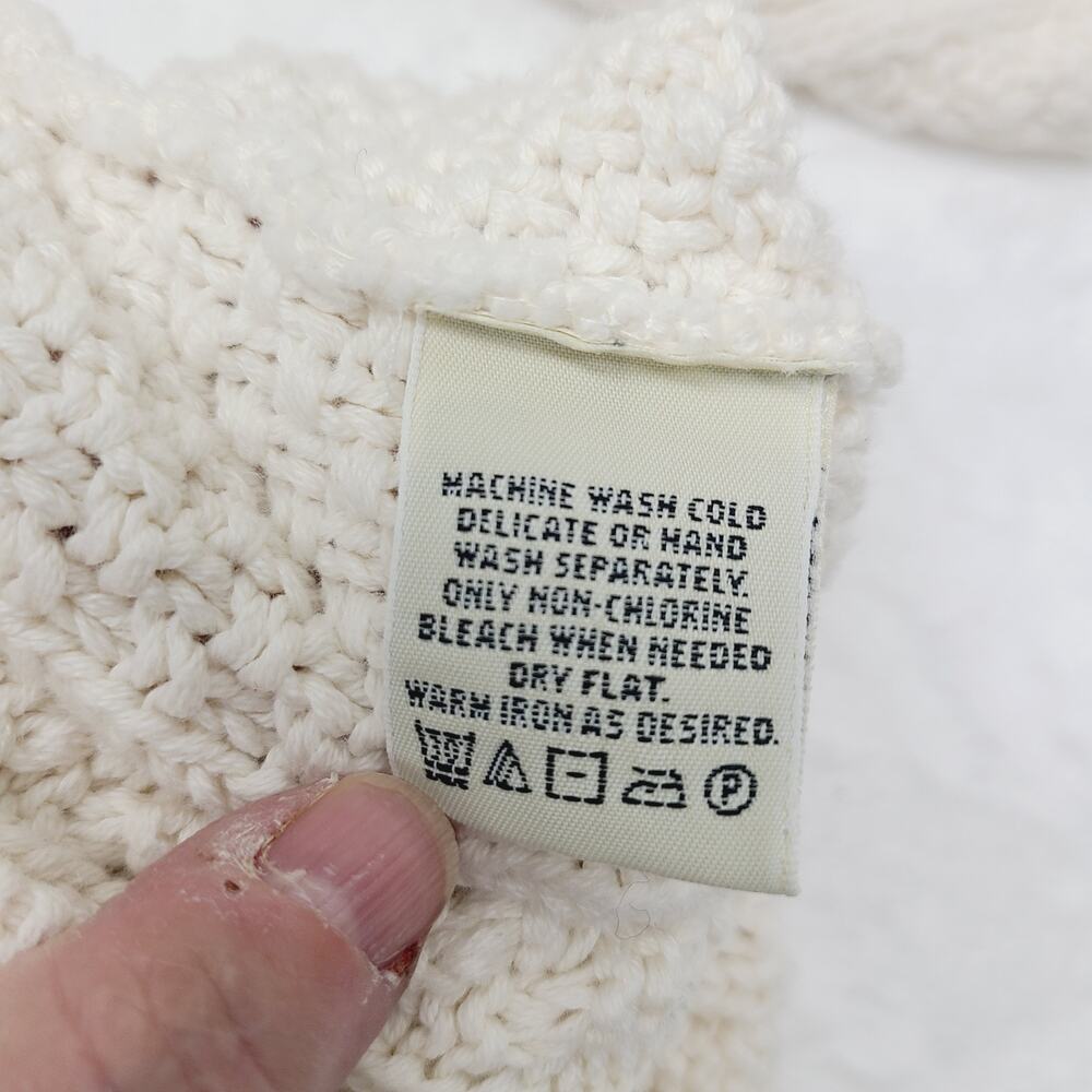 Eddie Bauer Cableknit Sweater V-Neck Cream Plus Fisherman Aran Style XXL - Picture 8 of 10